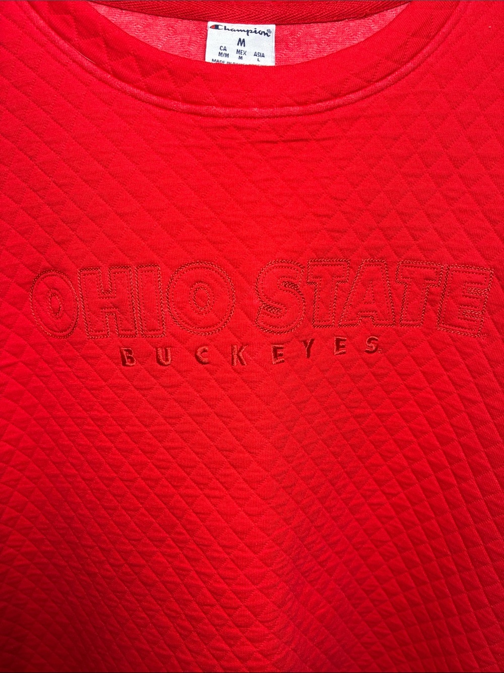 Ohio State Quilted Red Crewneck Sweatshirt